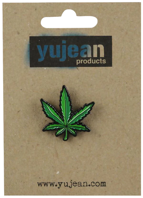 Yujean Hemp Leaf Enamel Hat Pin - Durable Steel, Compact 1"x1" Size, Green
