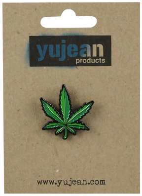 Yujean Hemp Leaf Enamel Hat Pin - Durable Steel, Compact 1"x1" Size, Green