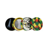 Assorted Hemp Leaf Aluminum Grinders - 12 Pack, 4-Part Design with Pollen Screen, Top View