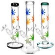 Hemp Leaf Straight Tube Borosilicate Glass Water Pipes with Colorful Leaf Designs
