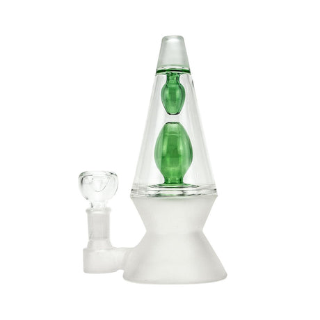 Hemper 70's Bong in green with in-line percolator, 7" height, and 14mm joint - front view