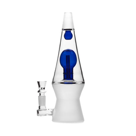 Hemper 70's XL Bong in blue with frosted glass finish and deep bowl, front view on white background