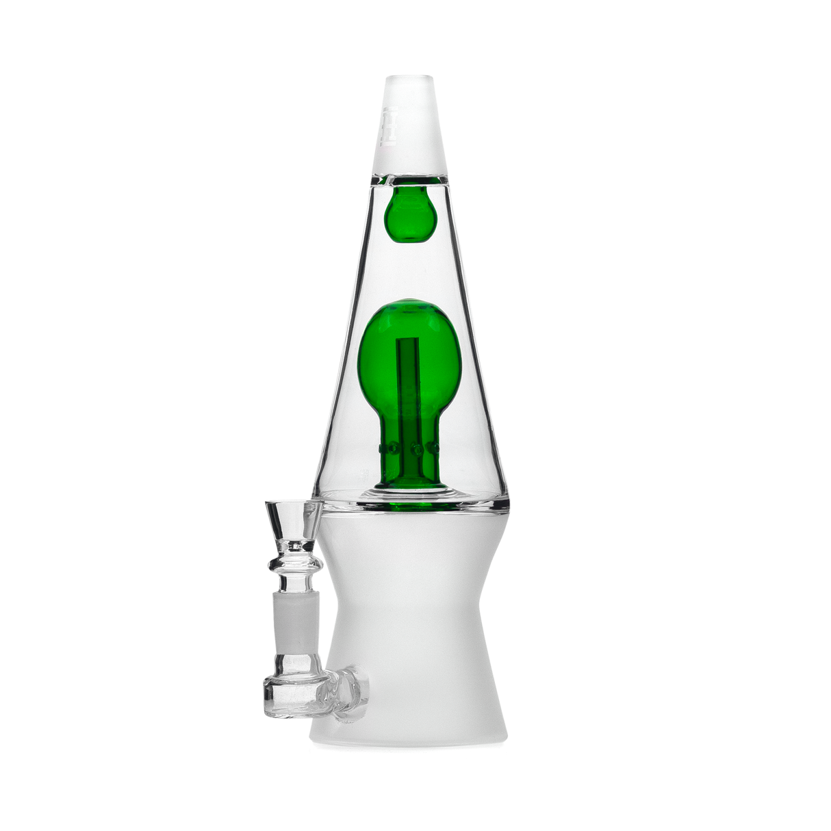 Hemper 70's XL Bong in Green, 10-inch Height, 14mm Joint, Front View on White Background