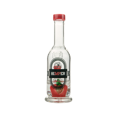 Hemper Apple Cider Bong with clear and red color, 7" height, and 14mm joint - front view