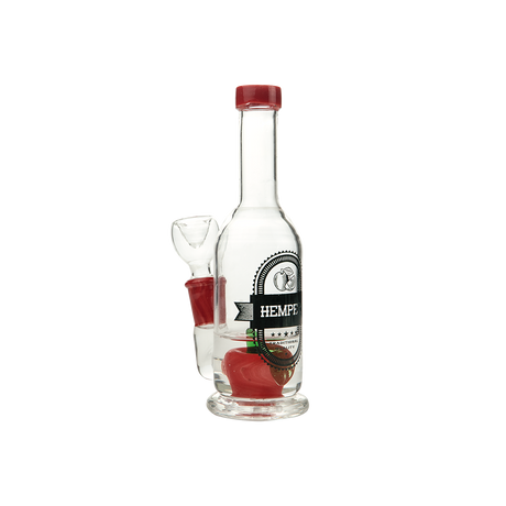Hemper Apple Cider Bong in Clear and Red, 7" Tall with 14mm Joint, Front View on White Background