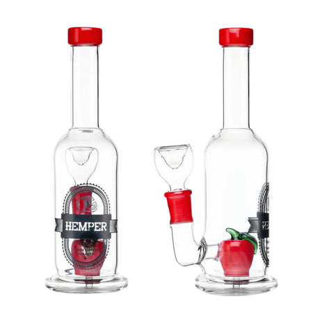 Hemper Apple Cider Water Pipe, 7 inches with 14mm Female Joint, Borosilicate Glass, Front and Angle View
