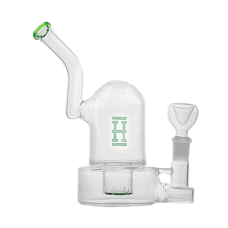 Hemper Bell Rig Bong in Teal Color with 14mm Joint - Front View on Seamless White Background