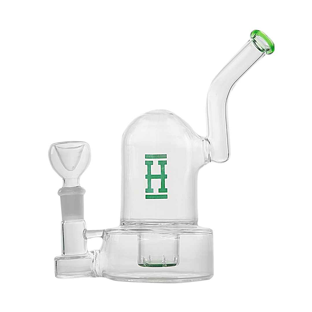 Hemper Bell Rig in Green - Compact 7" Glass Bong with 14mm Joint - Front View