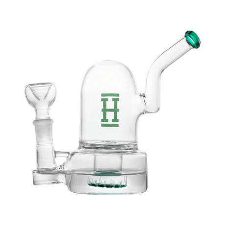 Hemper Bell Rig Bong in Teal with Deep Bowl and 14mm Joint - Side View on White Background