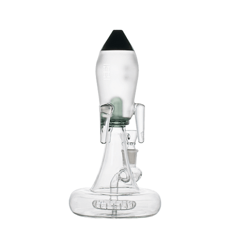Hemper Blast Off XL Bong in black and blue, 10" height, 14mm joint, front view on white background
