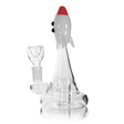 Hemper Blastoff Rocket Bong, Clear Glass, 7.5" Tall, Front View on White Background