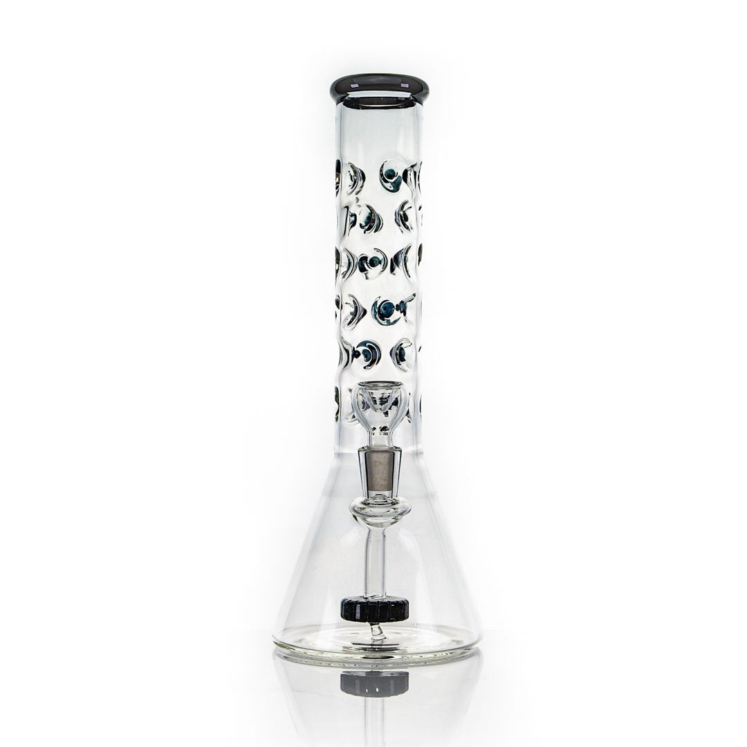 Hemper Bubble Neck Beaker Bong in Black Teal, 14mm Joint, Borosilicate Glass, Front View