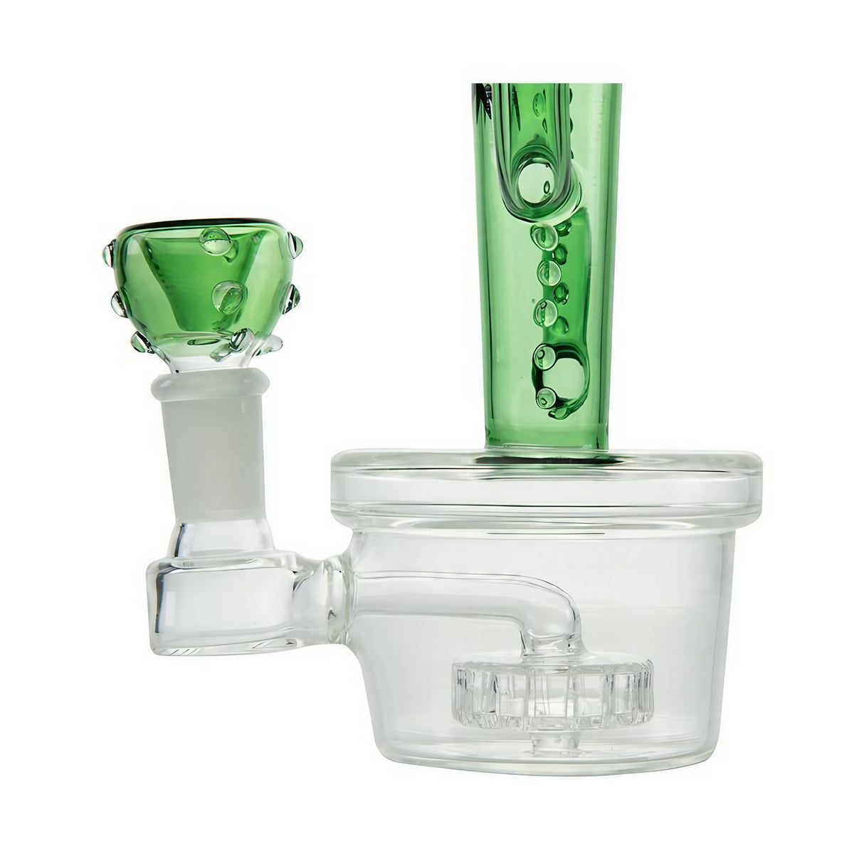 Hemper Cactus Jack Bong in green with disc and showerhead percolators, 7" height, 14mm joint