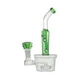Hemper Cactus Jack Bong in green with disc and showerhead percolators, 7" tall, front view on white background
