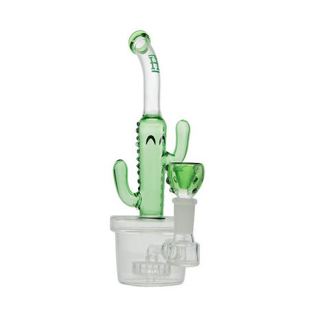Hemper Cactus Jack Bong with disc and showerhead percolators, 7" green borosilicate glass, front view