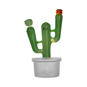 Hemper Cactus Jack Bong XL in Amber & Green, 10" Borosilicate Glass with 14mm Joint - Front View