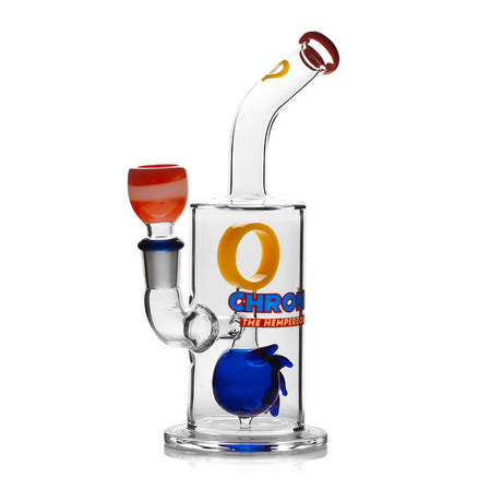 Hemper Chronic Bong with angled neck and blue accents - Front View