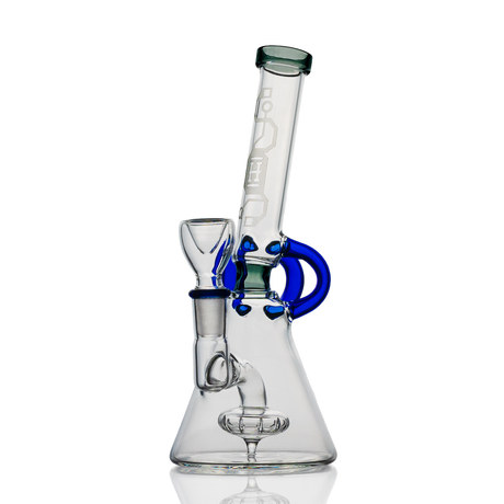 Hemper Cyberpunk Bong with Showerhead Percolator and Blue Accents - Front View