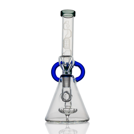 Hemper 7" Glow-in-the-Dark Cyberpunk Bong, Showerhead Percolator, Front View on Seamless White