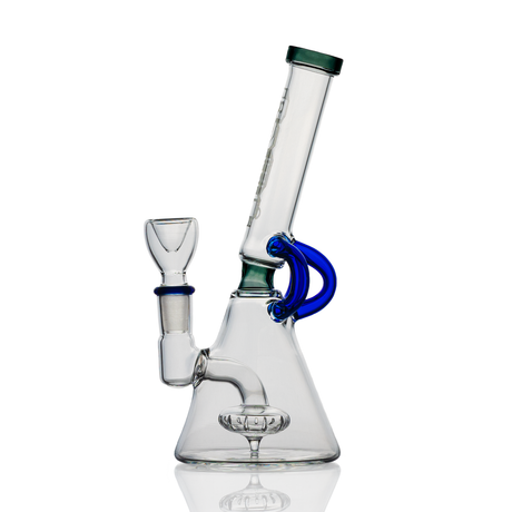 Hemper 7" Glow-in-the-Dark Cyberpunk Bong, Showerhead Percolator, Front View on White