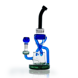 Hemper Cyberpunk XL Recycler Bong in Blue with Intricate Design - Front View