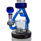 Hemper Cyberpunk XL Recycler Bong with intricate blue glass design, 12" tall, front view on white background