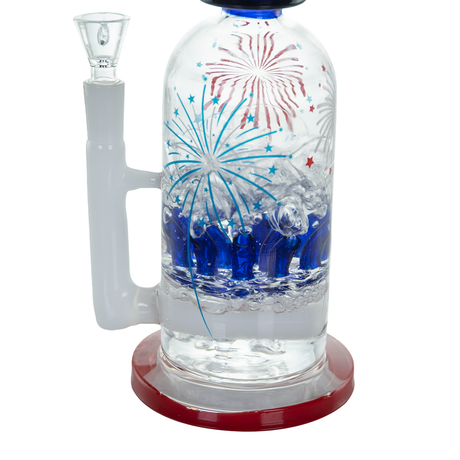 Hemper Fireworks XL Bong with colorful firework design, 10.5" height, front view on white background