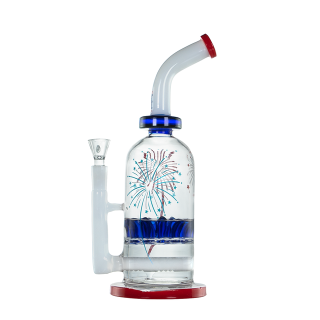 Hemper Fireworks XL Bong with Assorted Colors, Angled Neck, and Deep Bowl - Front View