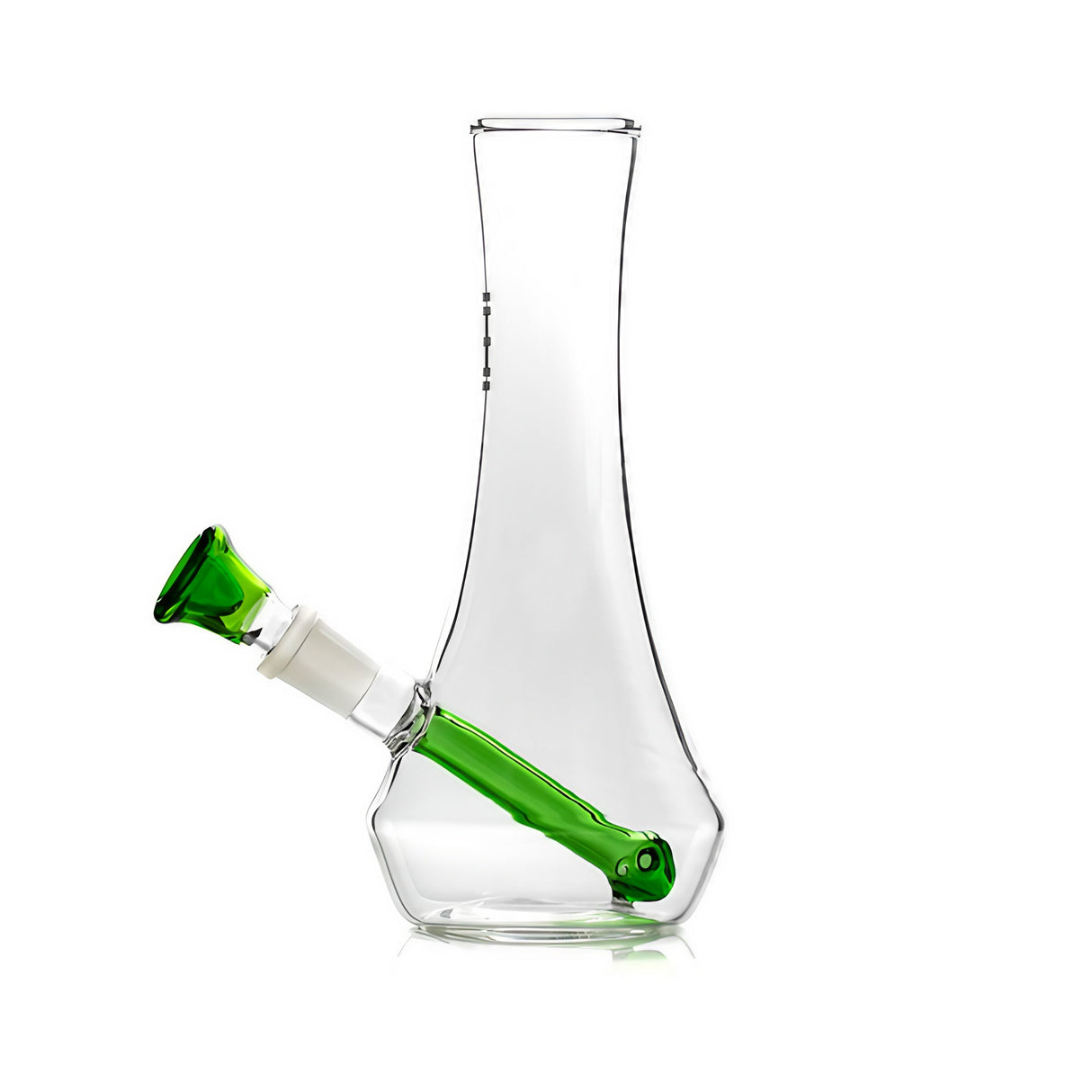 Hemper Flower Vase Bong with Green Accents, 7" Compact Design, Front View on White Background
