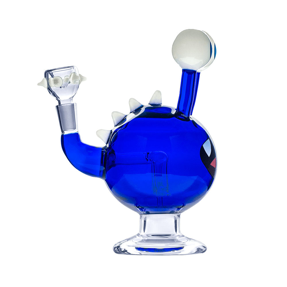 Hemper Globgoblin Monster XL Water Pipe, 8.5" in blue, 14mm F, side view on white background