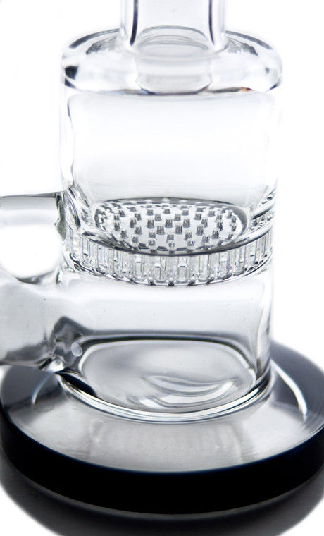 Close-up of Hemper Honeycomb Disc Perc Rig, 6" with 14mm Male Bowl, Portable Design
