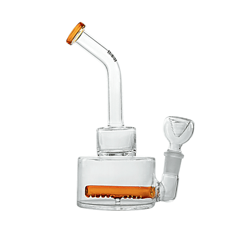 Hemper Inline Puck Bong V2 in Amber, 7" with In-Line Percolator, Side View