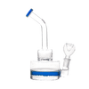 Hemper Inline Puck Bong V2 in Blue with In-Line Percolator, 7" Height, Side View