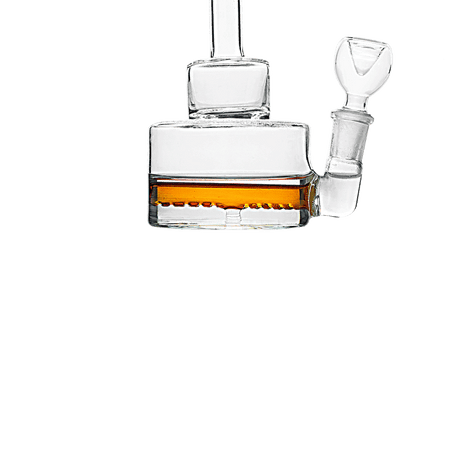 Hemper Inline Puck Bong V2 in Amber, 6" with In-Line Percolator, Front View on White Background