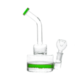 Hemper Inline Puck Bong V2 in green with clear glass, side view on white background