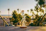 Hemper Inline Rig with 7" height and in-line percolator, outdoor beachside view
