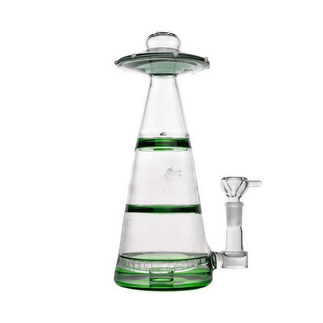 Hemper Mothership XL Bong in Teal, 10" Tall with 14mm Joint, Front View on White Background