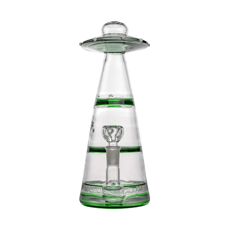 Hemper Mothership XL Bong in Teal, 10" Tall with 14mm Female Joint, Clear Front View