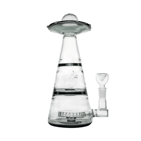 Hemper Mothership XL Bong in Teal, 10" Tall with 14mm Joint, Front View on Seamless White