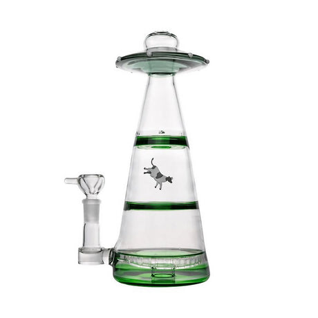 Hemper Mothership XL Bong in Teal, 10" Tall with 14mm Joint, Front View on White Background