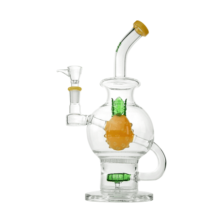 Hemper Pineapple Bong XL with clear and yellow borosilicate glass, 14mm joint, front view