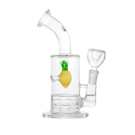 Hemper Pineapple Water Pipe, clear borosilicate glass bong with pineapple design, front view