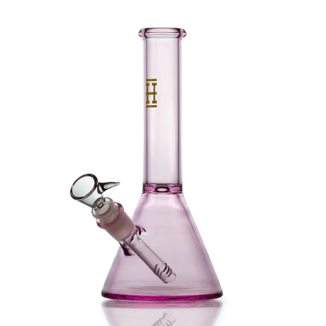 Hemper Pink Beaker Bong, 9" Height, with 14mm Bowl - Front View on White Background