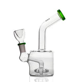 Hemper Puck Rig with disc percolator and glass on glass joint, front view on white background