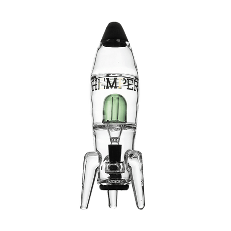 Hemper Rocket Ship XL Bong in Black with Clear Glass, Front View, 11" Tall, 14mm Joint