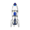 Hemper Rocket Ship XL Bong in Blue, 11" Tall with 14mm Joint, Front View on Seamless White