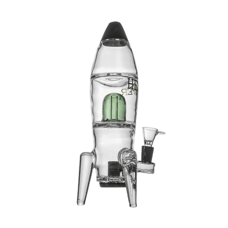 Hemper Rocket Ship XL Bong in Black and Blue, 11" Tall with a 14mm Bowl - Front View