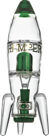 Hemper Rocket Ship XL Bong in Green, 11" Tall with 14mm Joint, Front View on White Background