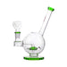 Hemper Sea Turtle Bong in green, 7" tall, with 14mm joint and borosilicate glass, front view on white background