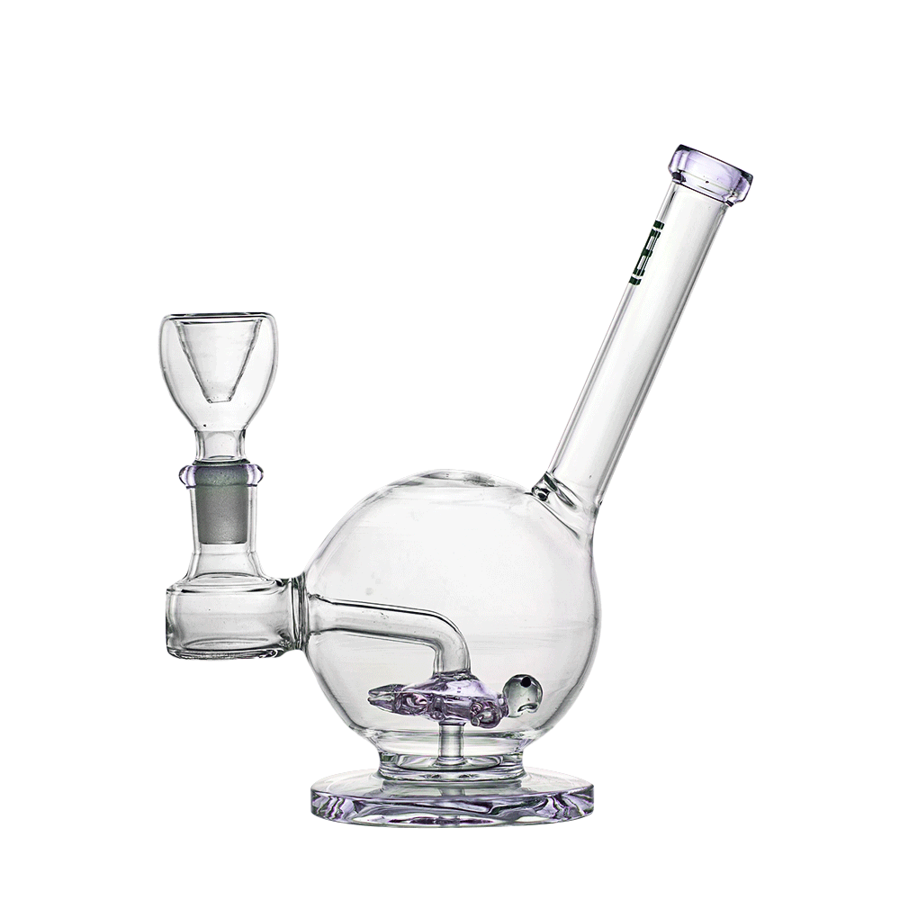 Hemper Sea Turtle Bong in Purple, 7" Borosilicate Glass with 14mm Joint - Front View